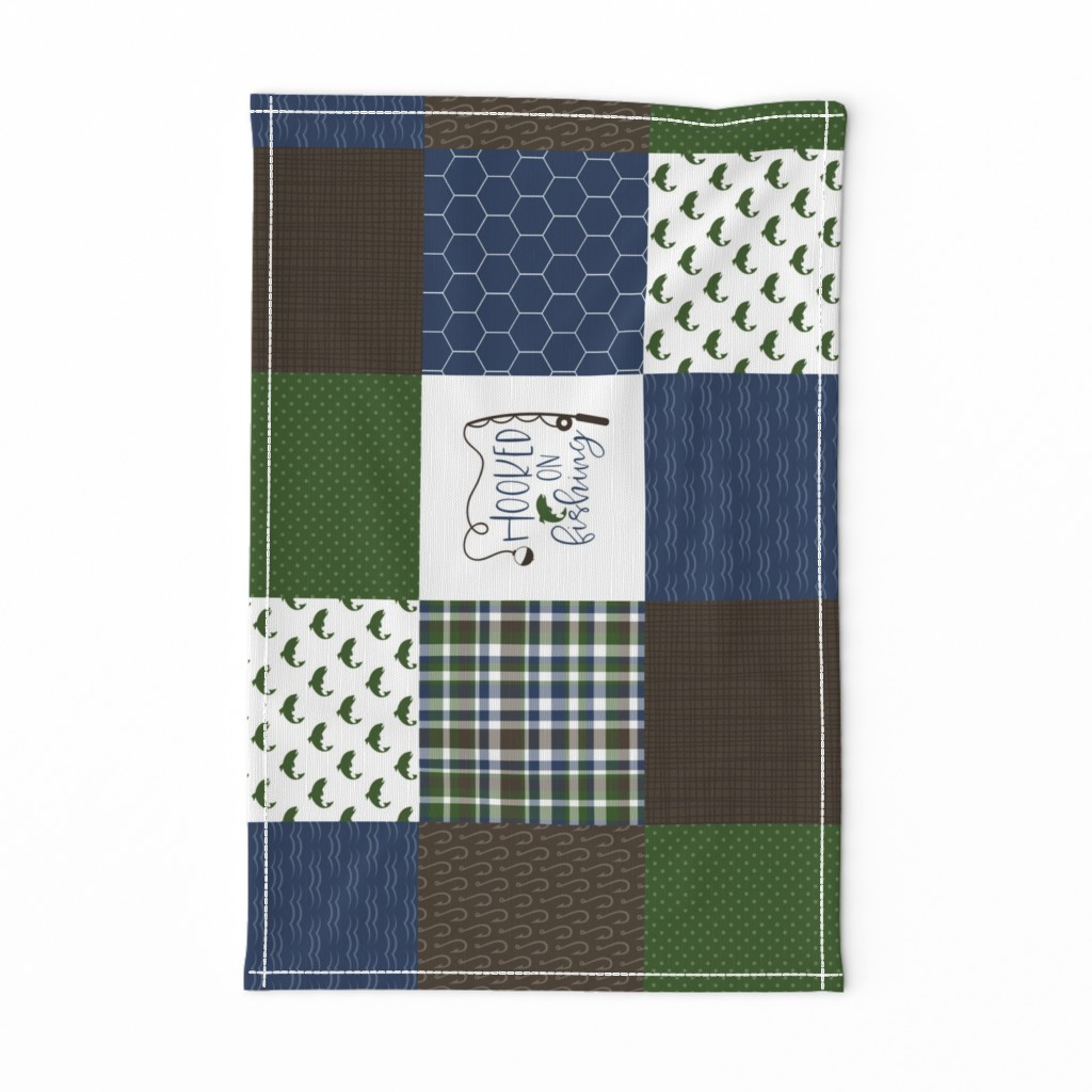 Hooked on fishing - Wholecloth Cheater Quilt - Rotated