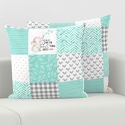 Elephant//You are the best thing about me// Teal - Wholecloth Cheater Quilt 