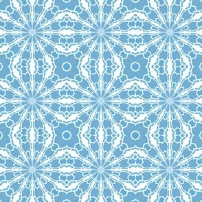 Mandala kaleidoscope blue, white, grey