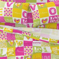 LOVE Bohemian Patch Cheater Fake Quilt Wholecloth 