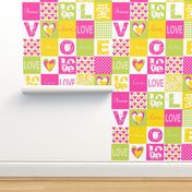 LOVE Bohemian Patch Cheater Fake Quilt Wholecloth 