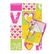 LOVE Bohemian Patch Cheater Fake Quilt Wholecloth 