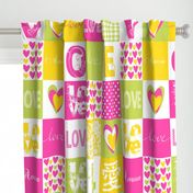 LOVE Bohemian Patch Cheater Fake Quilt Wholecloth 