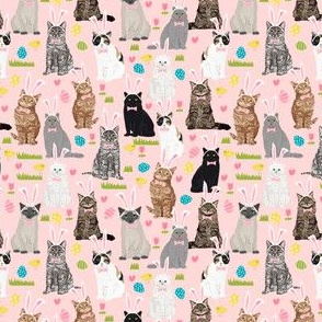 SMALL - cats easter bunny costume fabric - kitty cat pastel easter bunny cute pink easter eggs design
