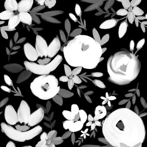 black white moody florals 