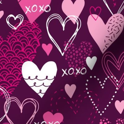 Hearts and Kisses (Dark Pink)