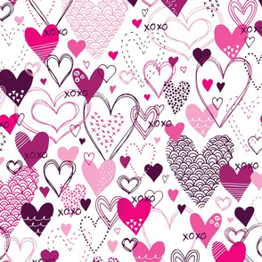 Hearts and Kisses (White and Pink)