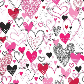 Hearts and Kisses (White and Pink)