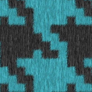 Fuzzy Aqua and Black Houndstooth Plaid