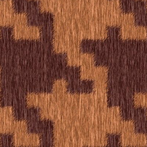 Fuzzy Brown and Beige Houndstooth Plaid