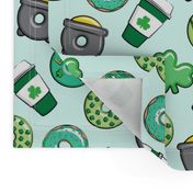 Saint Patricks Day Donuts & Coffee  - green on mint