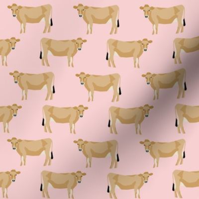 jersey cow fabric - farm animals fabric, cow fabric, cattle fabric, farm fabric, jersey cow print - pink