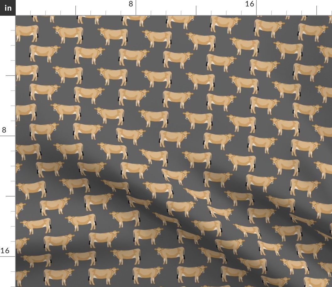 jersey cow fabric - farm animals fabric, cow fabric, cattle fabric, farm fabric, jersey cow print - charcoal