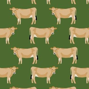 jersey cow fabric - farm animals fabric, cow fabric, cattle fabric, farm fabric, jersey cow print - green