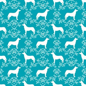 husky floral silhouette fabric - teal