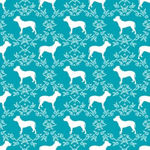 pitbull silhouette dog fabric - dog fabric, pitbull fabric, dog design, cute design, teal