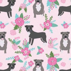 pitbull dog floral fabric - pitbull cheater quilt e, floral pink and teal fabric - pink
