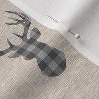 3” Deer Check - grey on tan