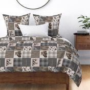 Cow Farmin Quilt - Soft Brown And grey - ROTATED 