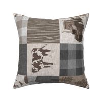 Cow Farmin Quilt - Soft Brown And grey - ROTATED 