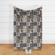 Cow Farmin Quilt - Soft Brown And grey - ROTATED 