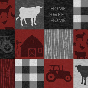 Home Sweet Quilt - 2 cows no horse - red and black
