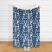 Graffiti Squiggle in Navy on White