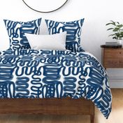 Graffiti Squiggle in Navy on White