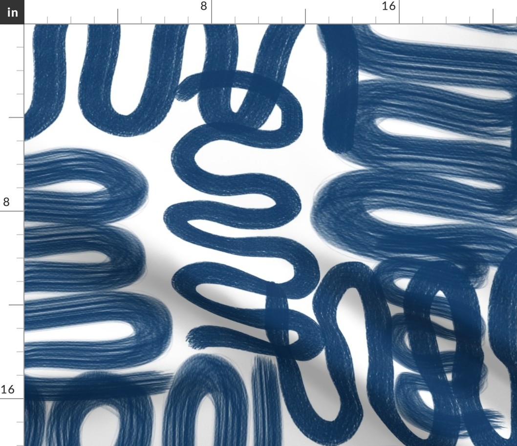 Graffiti Squiggle in Navy on White