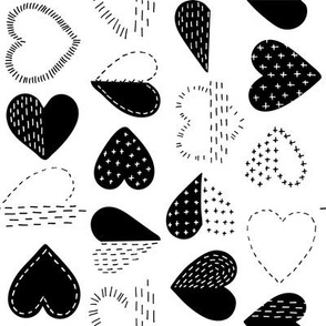 Black and White Boro Heart / Small Scale