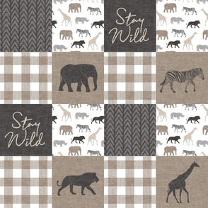 Stay Wild - Safari Wholecloth - Neutrals w/ plaid