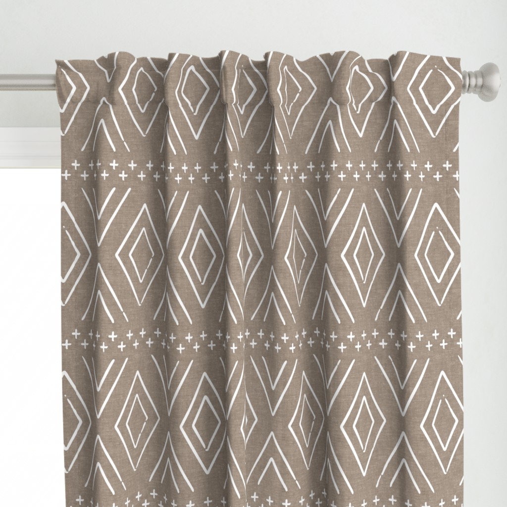 Safari Wholecloth Diamonds on brown - farmhouse diamonds - mud cloth fabric