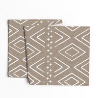 Safari Wholecloth Diamonds on brown - farmhouse diamonds - mud cloth fabric