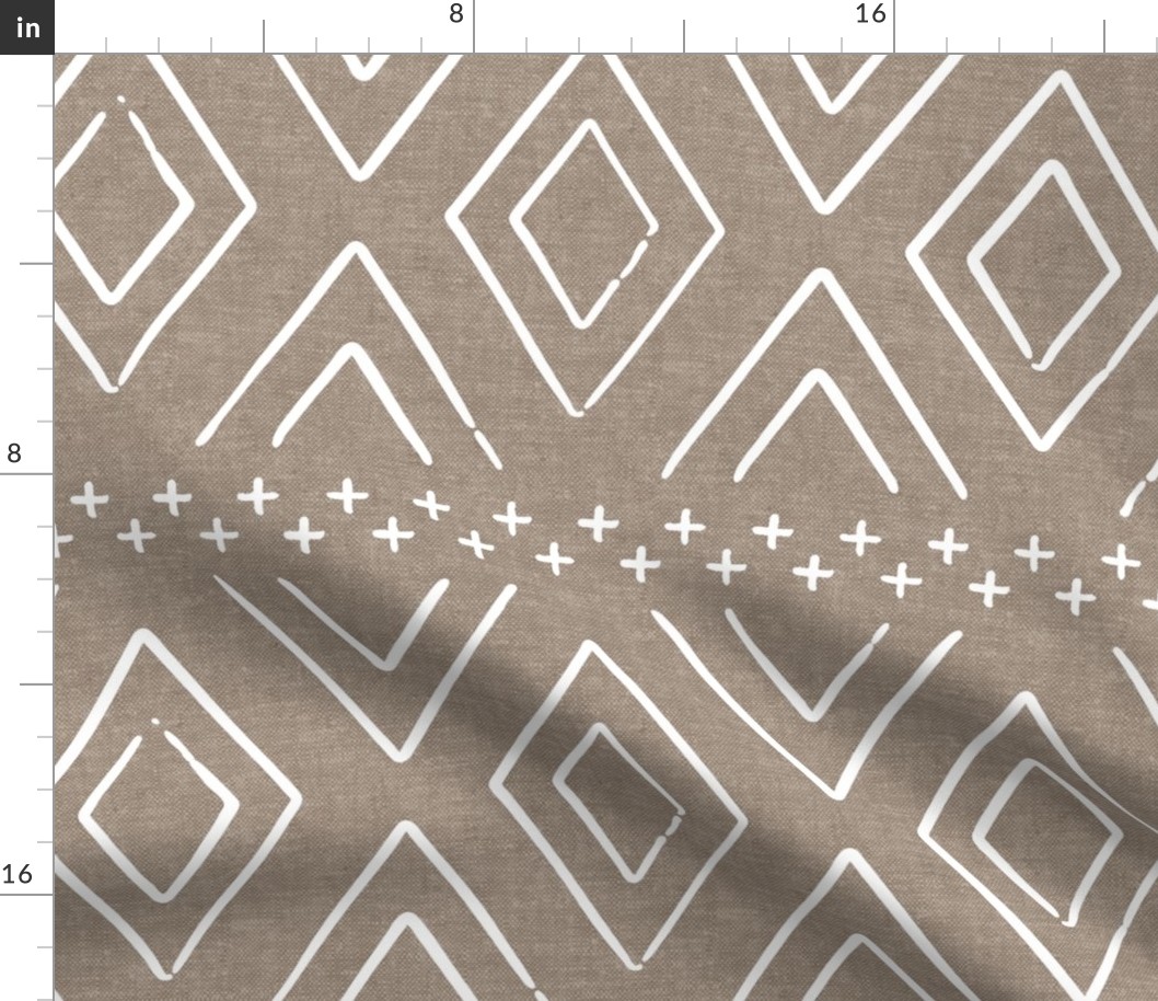 Safari Wholecloth Diamonds on brown - farmhouse diamonds - mud cloth fabric