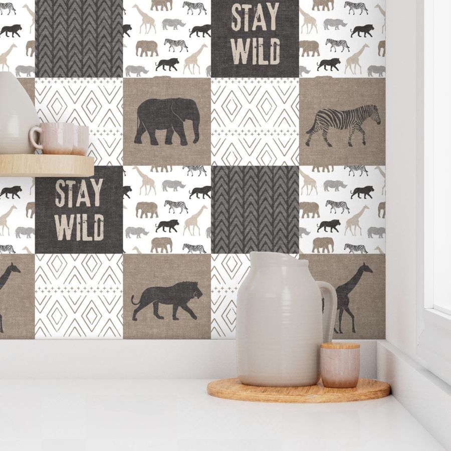 Stay Wild - Safari Wholecloth - Neutrals w/ plaid