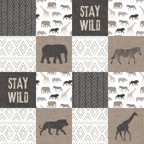 Stay Wild - Safari Wholecloth - Neutrals w/ plaid