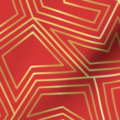 Twisted gold polygons red Wallpaper