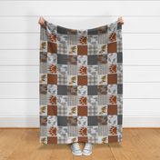 Fox Forest Quilt - Rust, Grey, Tan Linen Texture - ROTATED