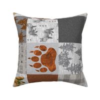 Fox Forest Quilt - Rust, Grey, Tan Linen Texture - ROTATED