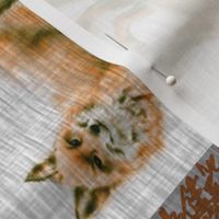 Fox Forest Quilt - Rust, Grey, Tan Linen Texture - ROTATED