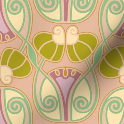 art nouveau leaves and swirls