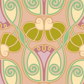 art nouveau leaves and swirls