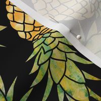 18" Hand drawn Aloha Tropical pineapple pattern on black