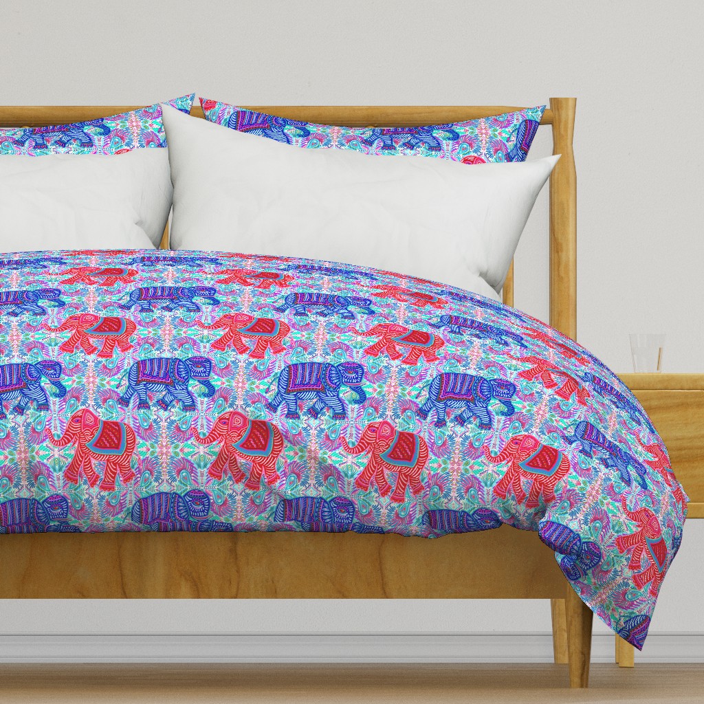 boho elephant walk - red, white and blue