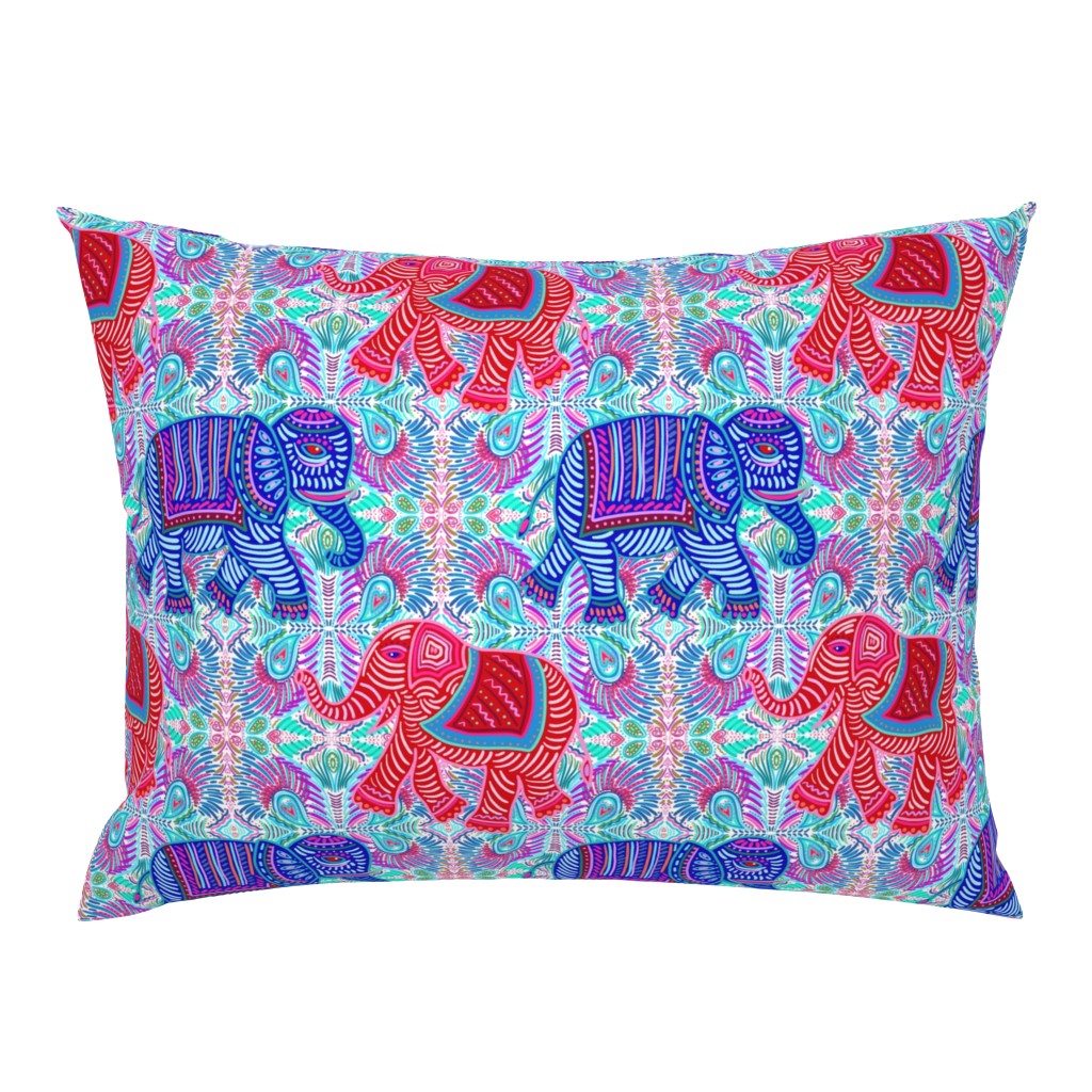 boho elephant walk - red, white and blue