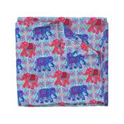 boho elephant walk - red, white and blue