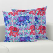 boho elephant walk - red, white and blue