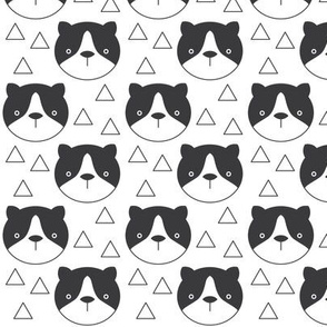 black and white cat faces with triangles