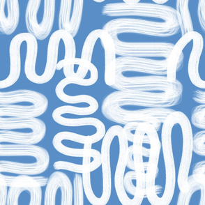 Graffiti Squiggle White on Blue