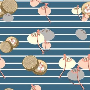 Dumplings family on stripes small